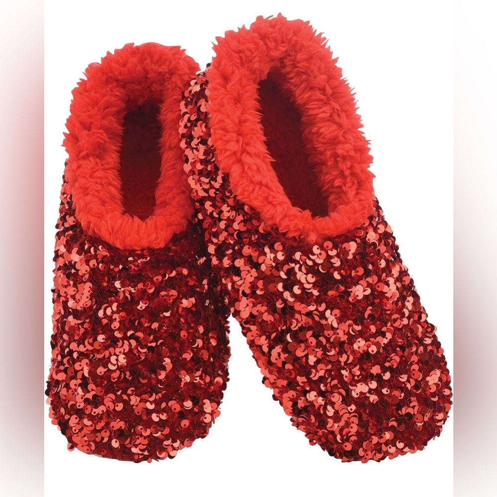 Red sequin slippers